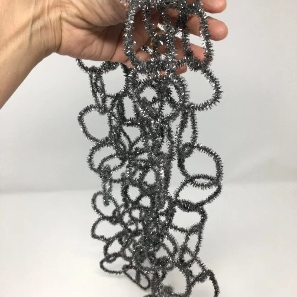 Vintage Silver Metallic Rustic Chain Christmas Holiday Garland